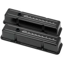 BILLET SPECIALTIES SBC Tall Valve Covers Chevrolet Script Black BLK95223