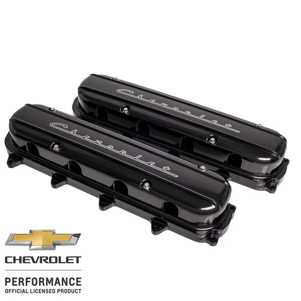 BILLET SPECIALTIES Valve Covers Gen V LT Chevrolet Script Black P95585