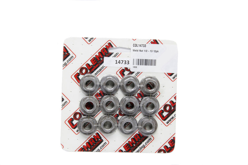 COLEMAN RACING PRODUCTS Weld Nut 1/2-13 12pk 14733
