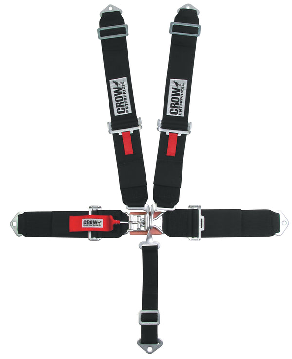 CROW SAFETY GEAR 5-Pt Harness Small Latch Blk Bolt In BLK Hardware 11004B