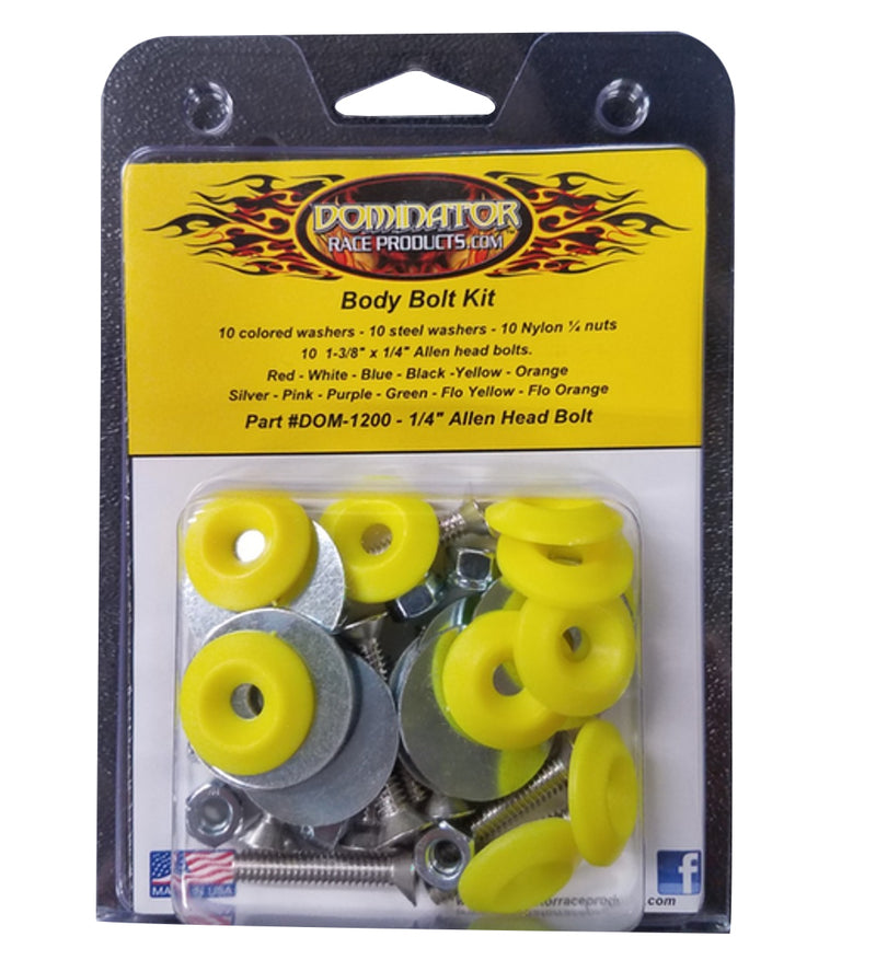 DOMINATOR RACE PRODUCTS Body Bolt Kit Flou Yellow Allen Head 1200-A-FLO-YE