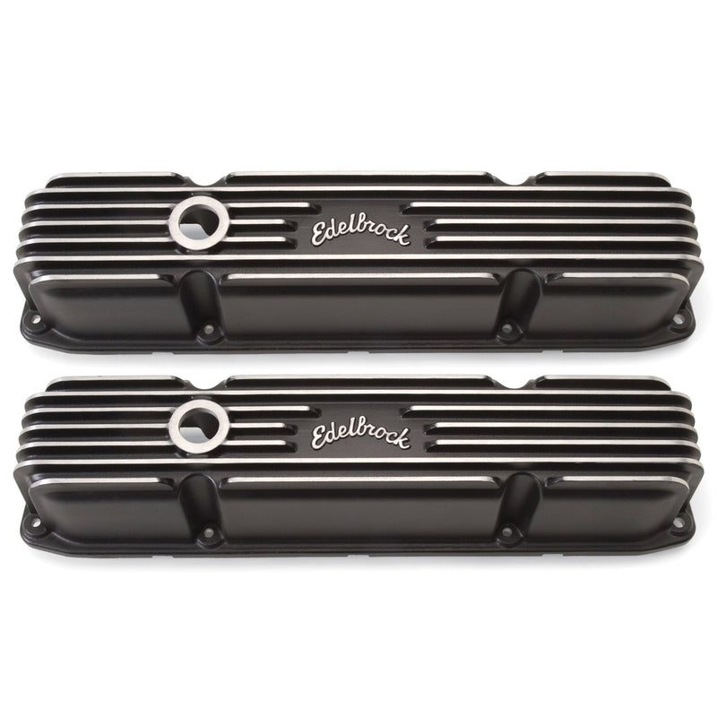EDELBROCK BBM Classic Finned V/C's - Black 41923