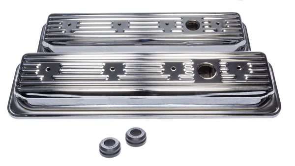 EDELBROCK SBC Signature Series Valve Cove Set - Chrome 4446