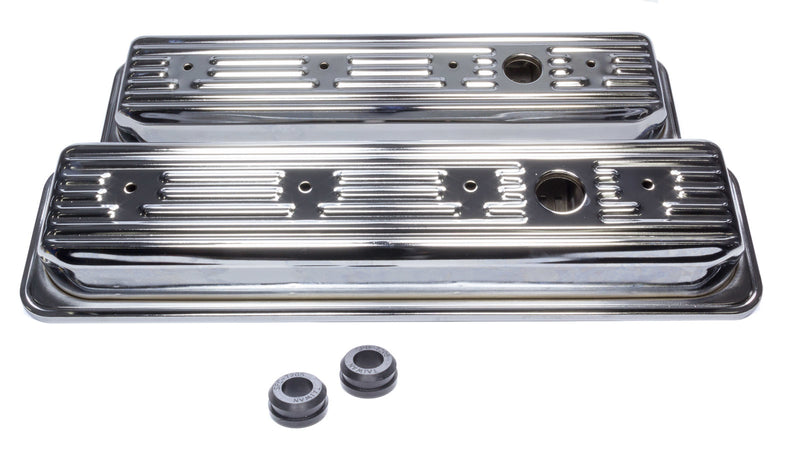EDELBROCK SBC Signature Series Valve Cove Set - Chrome 4446
