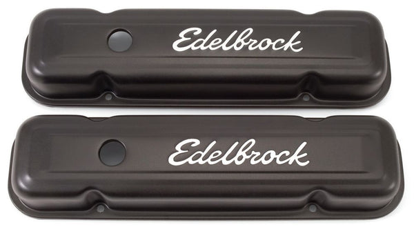 EDELBROCK Valve Cover Kit Pontiac V8 Signature Series Blk 4453