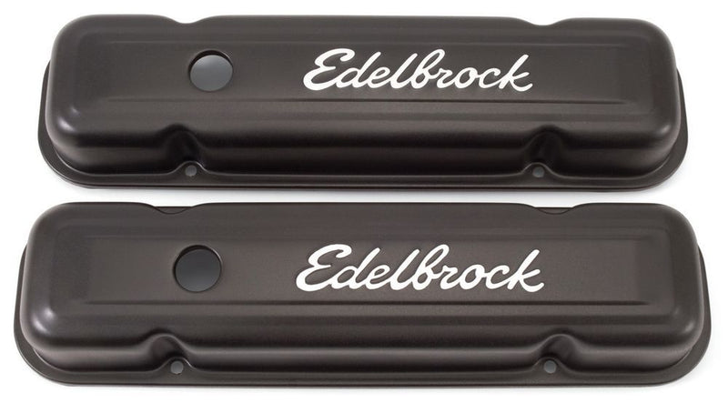 EDELBROCK Valve Cover Kit Pontiac V8 Signature Series Blk 4453