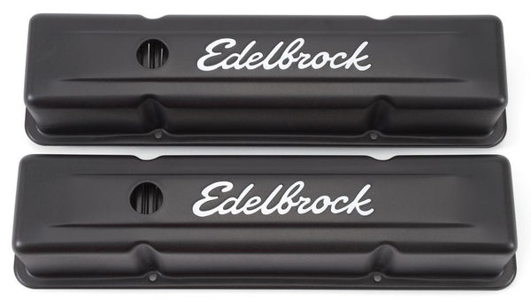 EDELBROCK Valve Cover Kit SBC Signature Series Black 4643