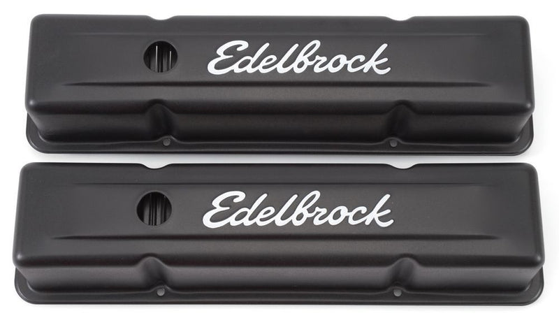 EDELBROCK Valve Cover Kit SBC Signature Series Black 4643