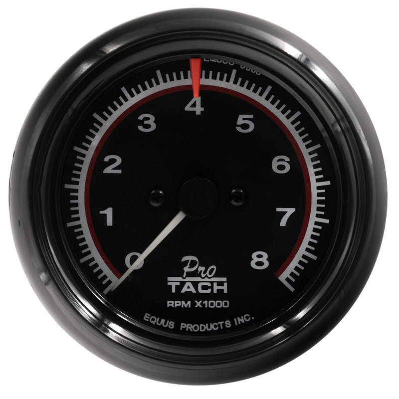 EQUUS 3-3/8 Dia Tachometer 8000 RPM Black Dial E6088
