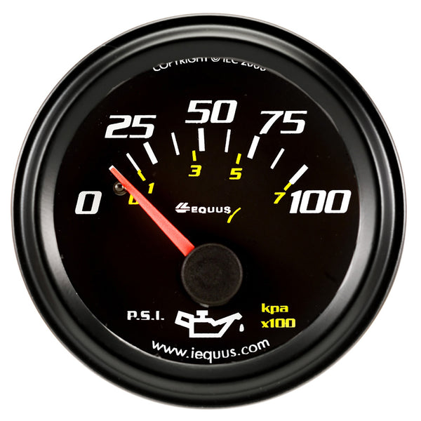 EQUUS 2.0 Dia Oil Pressure Gauge Black 0-100psi E6234