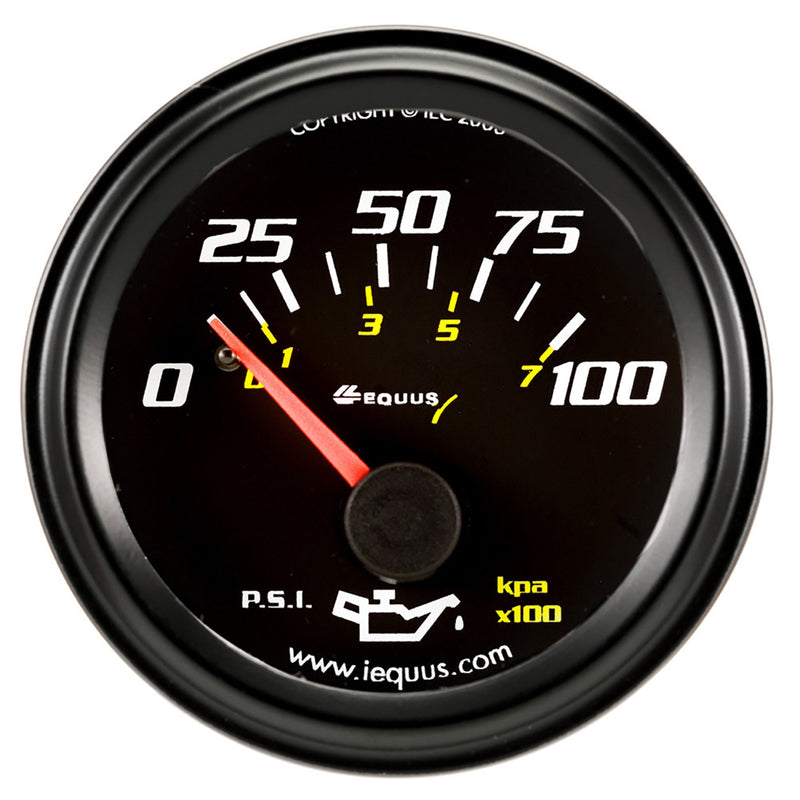 EQUUS 2.0 Dia Oil Pressure Gauge Black 0-100psi E6234