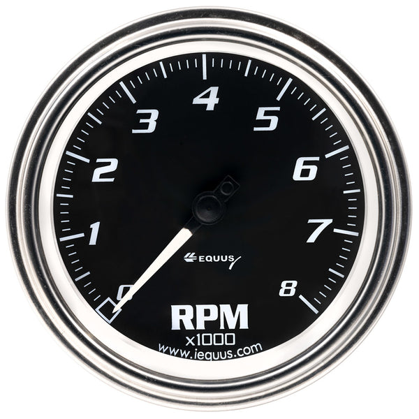 EQUUS 3-3/8 Dia Tachometer 8000 RPM Chrome E7068