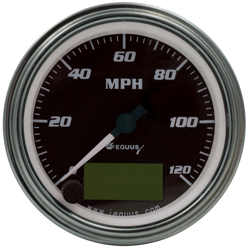 EQUUS 3-3/8 Dia Speedometer 0-120 MPH Chrome Elec E7074