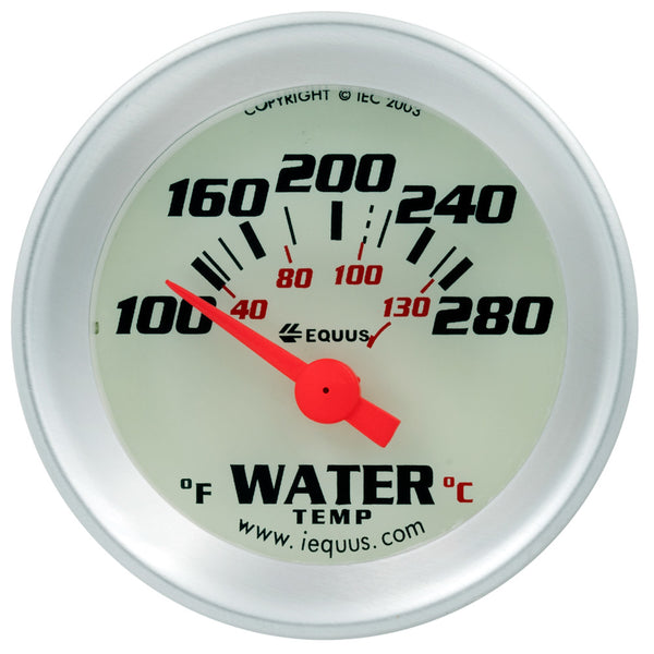 EQUUS 1-1/2 Dia Water Temp Gauge Silver 100-280 E8162