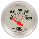 EQUUS 1-1/2 Dia Oil Pressure Gauge Silver 0-100psi E8164