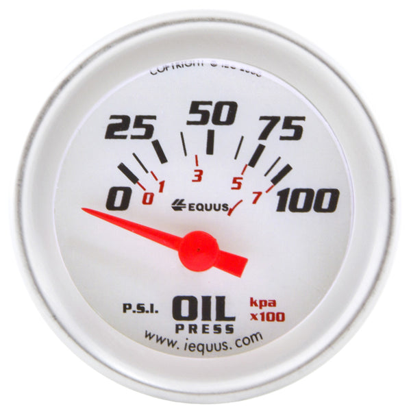 EQUUS 2.0 Dia Oil Pressure Gauge Silver 0-100psi E8264