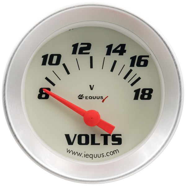 EQUUS 2.0 Dia Voltmeter Gauge Silver 8-18 Volts E8268