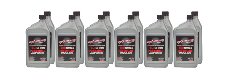 EXTREME RACING OIL 20W50 Synthetic Blend 12 x 1 Quart HP20W50C