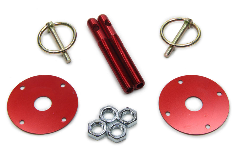 FIVESTAR Hood Pin Kit 3/8in Alum Red 2-pack 10001-34033-R