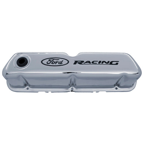 FORD Chrome Steel Valve Cover Set w/Ford Racing Logo 302-071