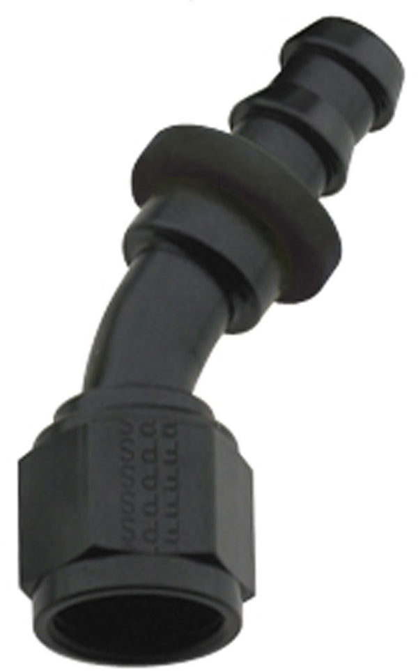 FRAGOLA Hose Fitting #8 30 Deg Push Lock Black 203008-BL