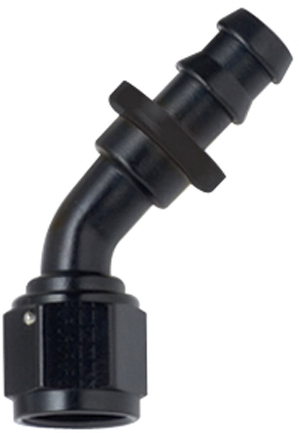 FRAGOLA Hose Fitting #8 45 Deg Push Lock Black 204508-BL