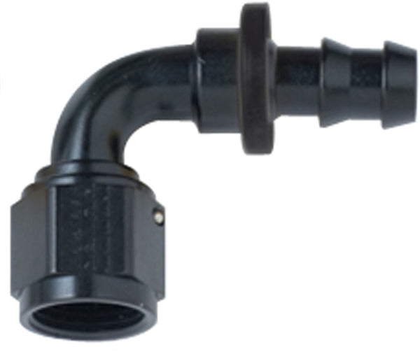 FRAGOLA Hose Fitting #8 90 Deg Push Lock Black 209008-BL