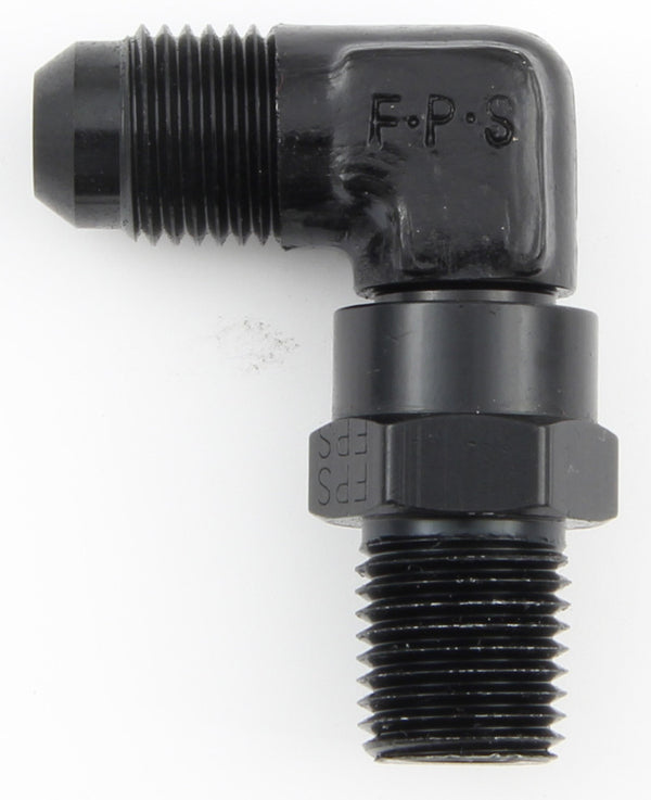 FRAGOLA #6 x 1/4 MPT 90 Deg Swivel Adapter Black 499106-BL