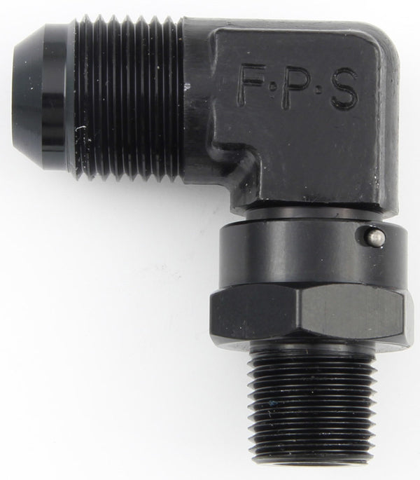 FRAGOLA #10 x 3/8 MPT 90 Deg Swivel Adapter Black 499111-BL