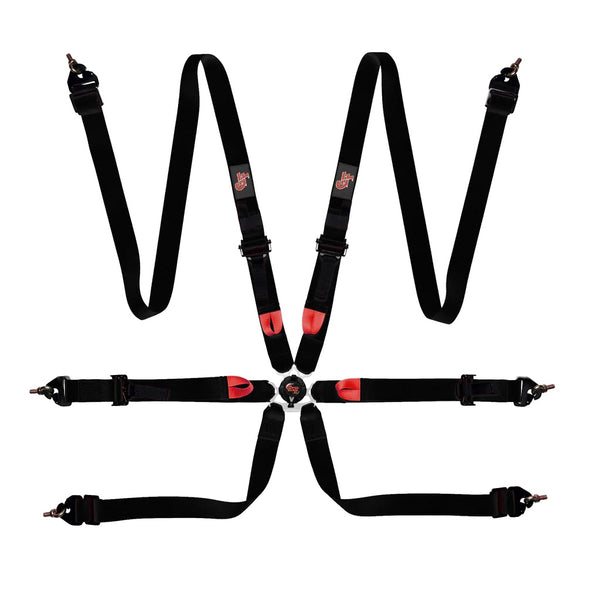 G-FORCE Harness 6-pt Black 2in Indivd. Shlder P/U Lap 7624BK