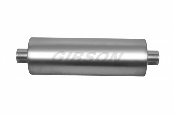 GIBSON EXHAUST MWA 3.0in Center/Center 5.0in Round Muffler SS BM0114
