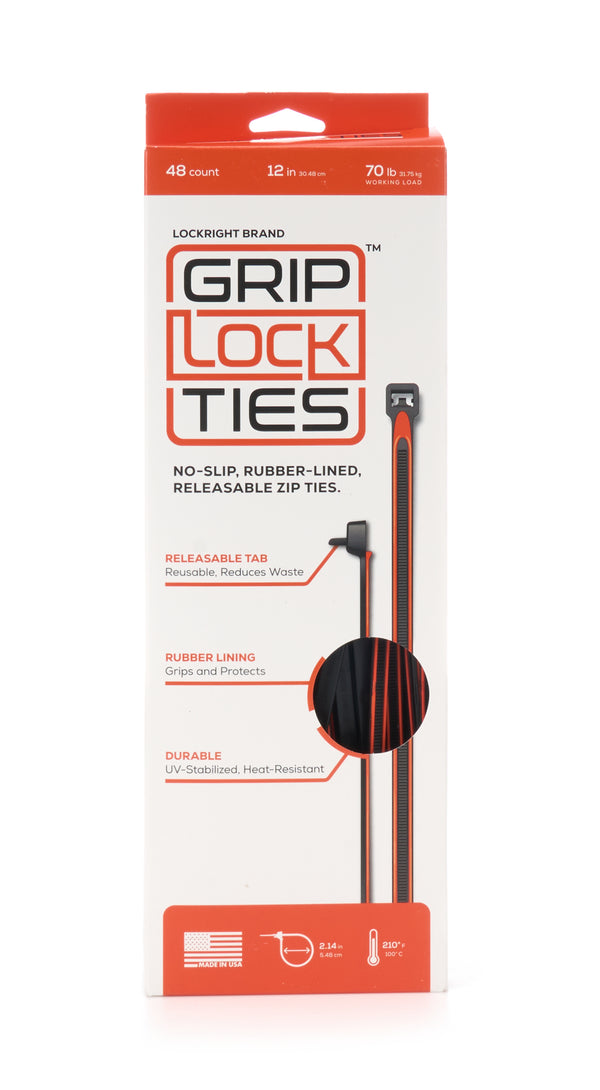 GRIP LOCK TIES Zip Ties 12in Releasable Black / Orange 48pk G12-BKOG-X48