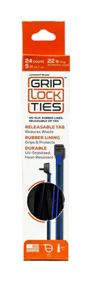 GRIP LOCK TIES Zip Ties 5in Releasable Black / Blue 24pk G5-BKBU-X24