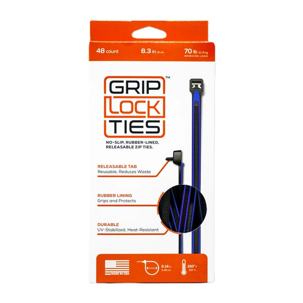 GRIP LOCK TIES Zip Ties 8in Releasable Black / Blue 48pk G8-BKBU-X48