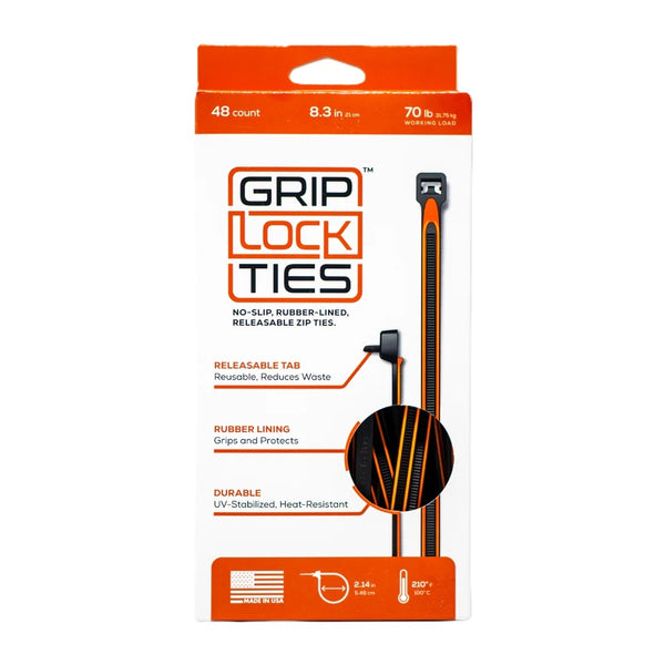 GRIP LOCK TIES Zip Ties 8in Releasable Black / Orange 48pk G8-BKOG-X48