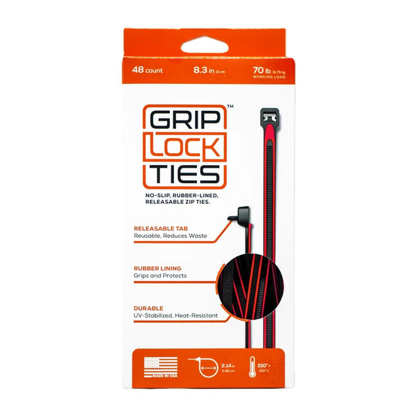 GRIP LOCK TIES Zip Ties 8in Releasable Black / Red 48pk G8-BKRD-X48
