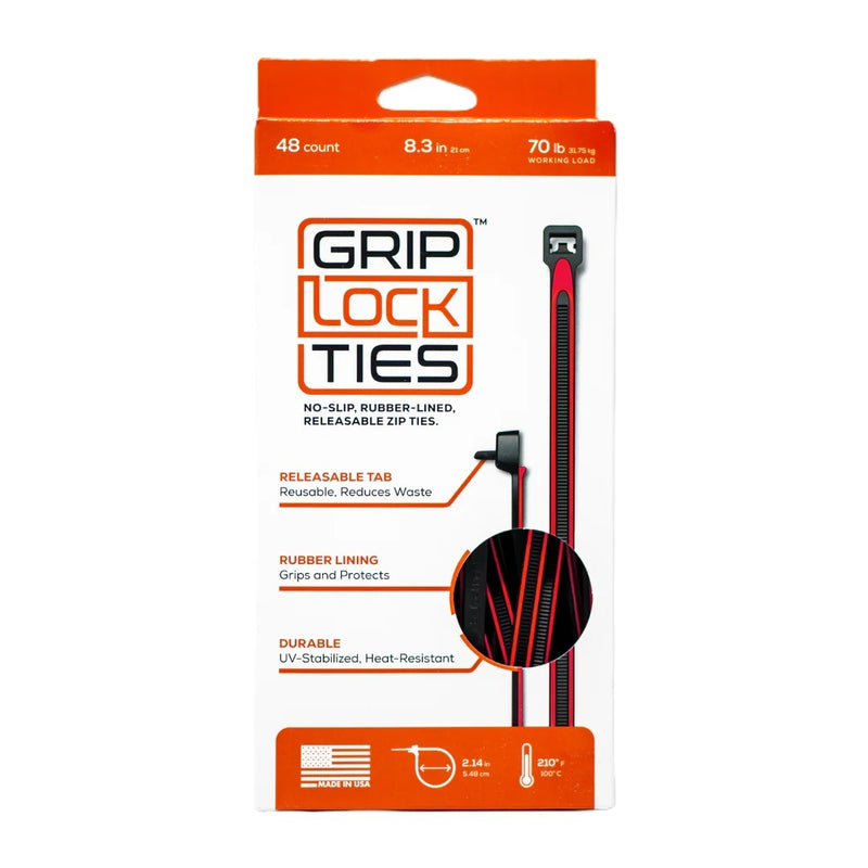GRIP LOCK TIES Zip Ties 8in Releasable Black / Red 48pk G8-BKRD-X48