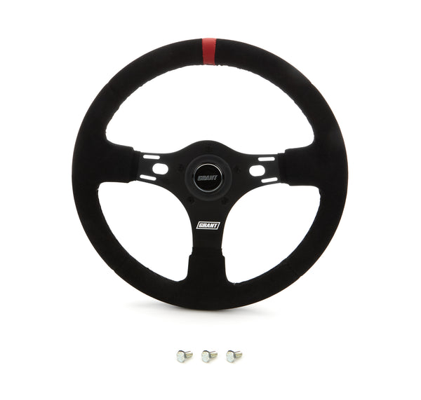 GRANT 13in Red Stripe Race Steering Wheel Suede 1081