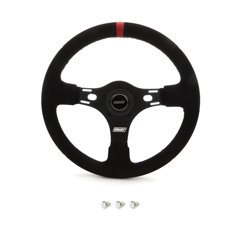 GRANT 13in Red Stripe Race Steering Wheel Suede 1081
