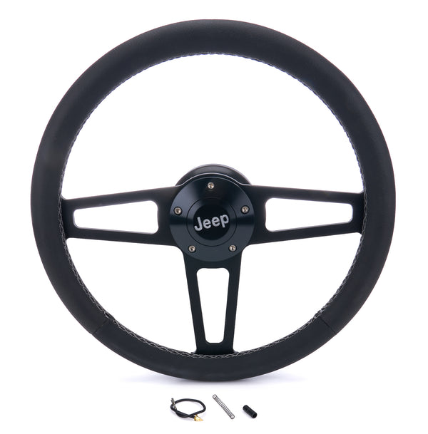 GRANT T Series Blk Wheel Jeep Logo/Install Kit 1919