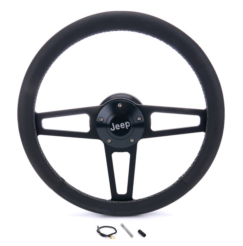 GRANT T Series Blk Wheel Jeep Logo/Install Kit 1919