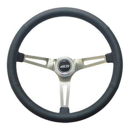 GT PERFORMANCE Steering Wheel Retro Leather Stainless Spokes 36-5445