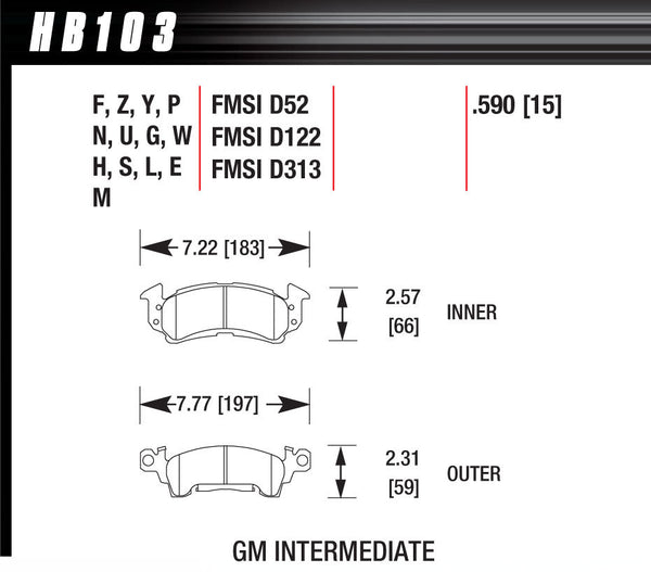 HAWK BRAKE Full Size GM DTC-30 HB103W.590