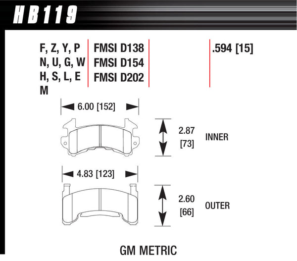 HAWK BRAKE Performance Street Brake Pads (4) HB119F.594