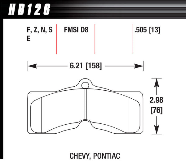 HAWK BRAKE Performance Street Brake Pads (4) HB126Z.505
