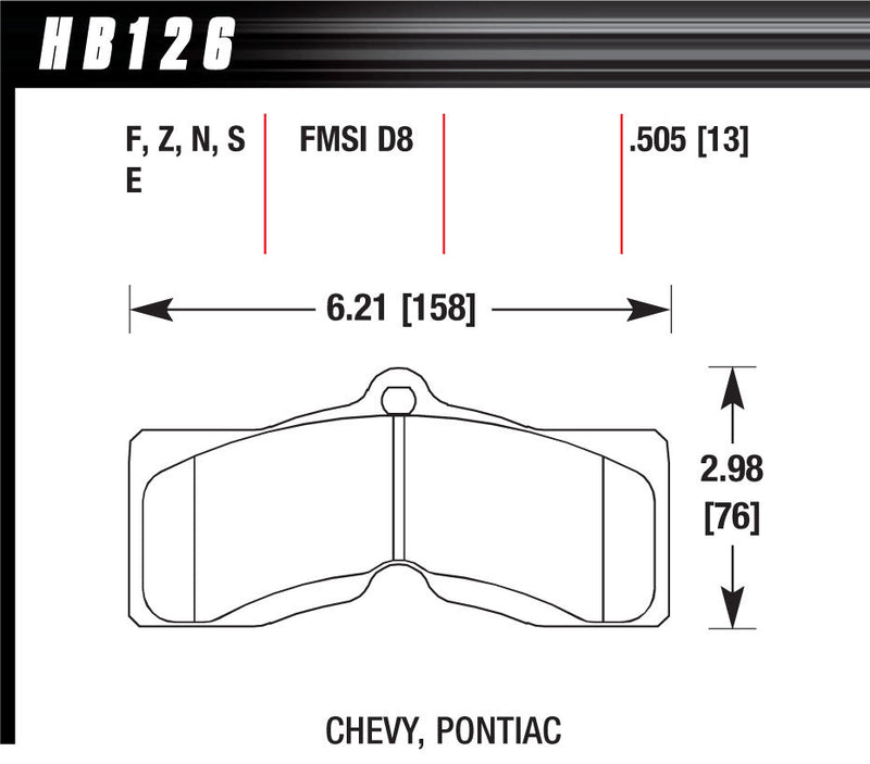 HAWK BRAKE Performance Street Brake Pads (4) HB126Z.505