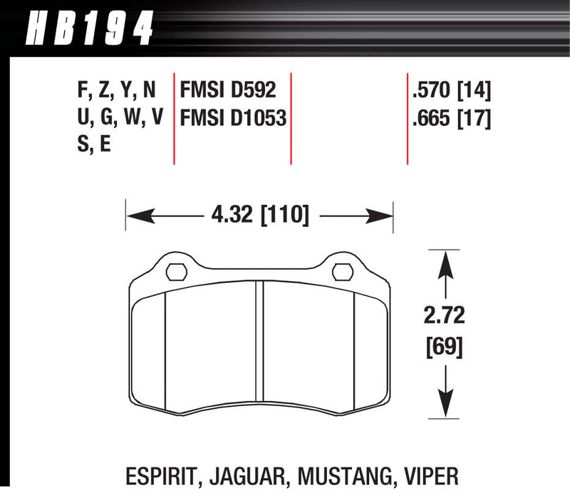 HAWK BRAKE Performance Street Brake Pad (4) HB194Z.570