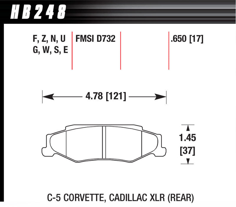 HAWK BRAKE Performance Street Brake Pads (4) HB248F.650