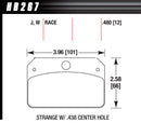 HAWK BRAKE Brake Pads Rear Strange w/.437 Center Hole DR-97 HB267J.480