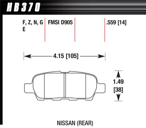 HAWK BRAKE Performance Street Brake Pads (4) HB370F.559